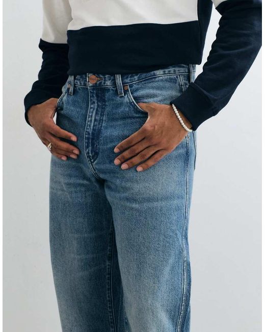 Wrangler Blue Loose Straight Denim Jeans for men