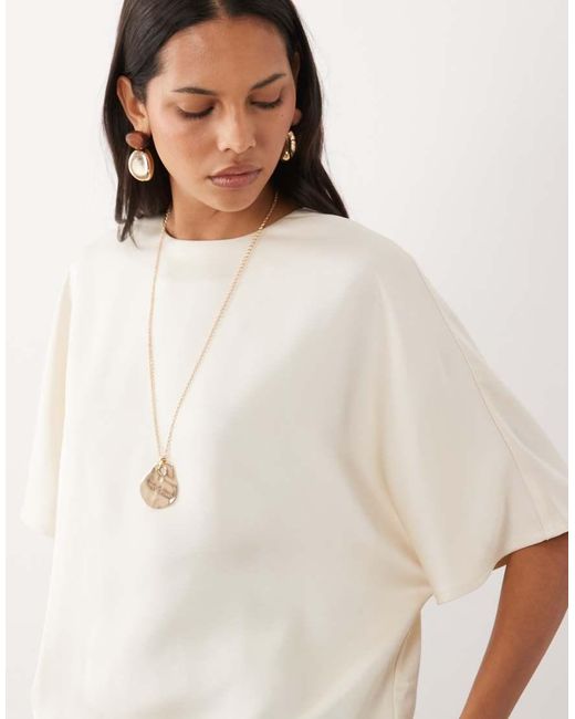 Pretty Lavish White Breya Satin Boxy Top