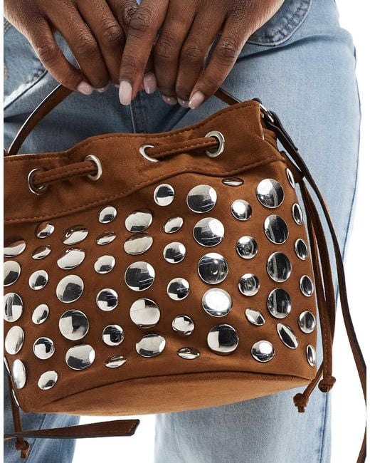 Stradivarius Blue Studded Shoulder Bag