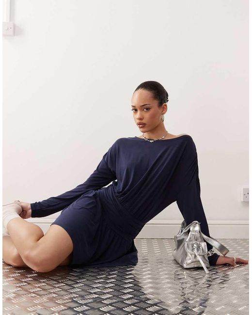 Motel Blue Sanuli Slinky Batwing Mini Dress