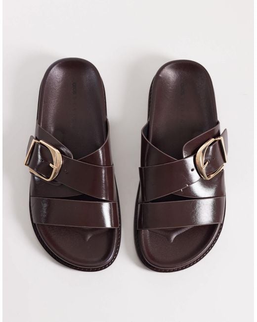 ASOS Brown Freeway Double Strap Slides