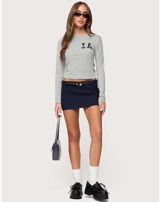 Edikted Blue La Girl Long Sleeve T Shirt