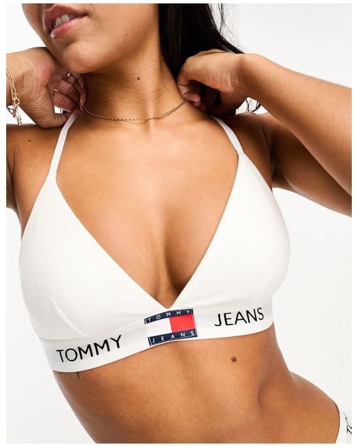 Tommy Hilfiger White Tommy Jeans Heritage Bralette With Logo Waistband