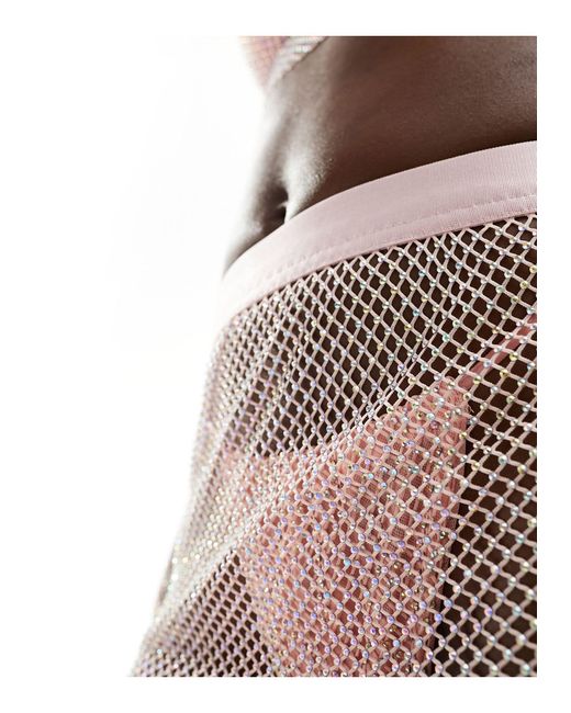 SIMMI Pink Simmi Diamante Netting Mini Skirt