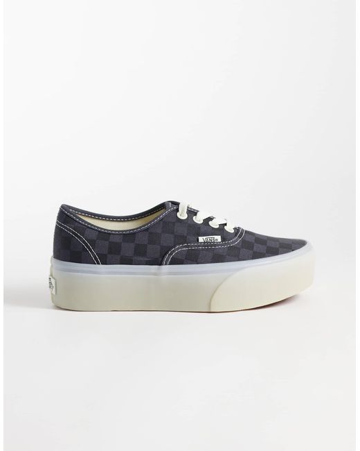 Vans Blue Authentic stackform sneaker mit schachbrettmuster