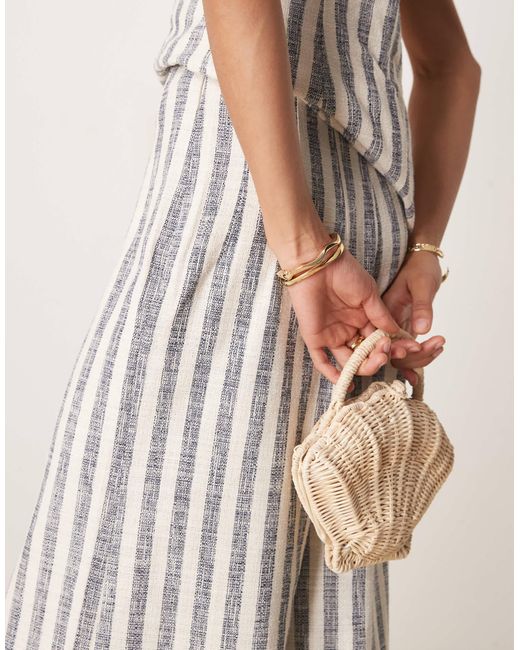 Pantalon d'ensemble ajusté en bouclé à rayures ASOS en coloris Natural