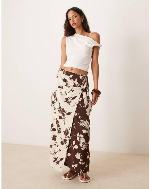 Abercrombie & Fitch Natural Wrap Knot Detail Maxi Skirt