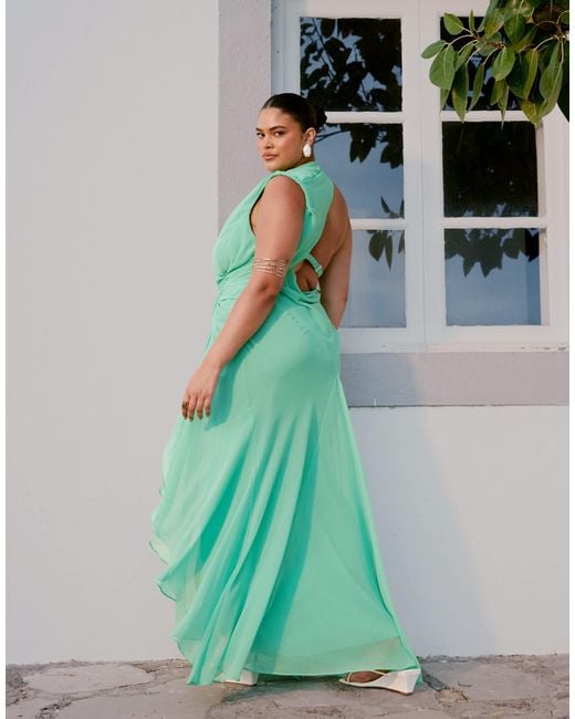 ASOS Green Asos design curve – gerüschtes maxikleid