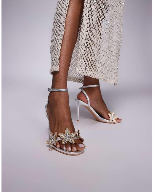 Public Desire Purple Embellished Starfish High Heeled Sandals