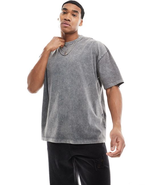 Camiseta gris lavado extragrande ASOS de hombre de color Gray