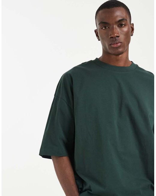 ASOS Green Boxy Oversized T-shirt With Floral Graphic for men