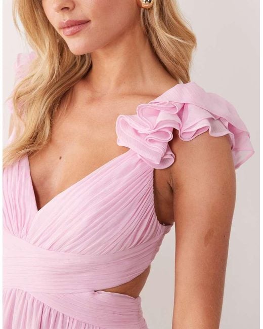 Forever New Pink Ruffle Shoulder Maxi Dress