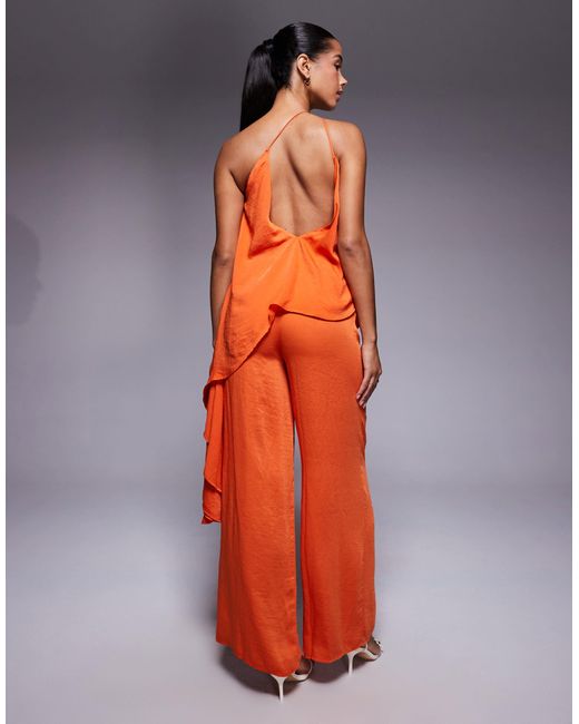 ASOS Orange Halter Double Layer Jumpsuit