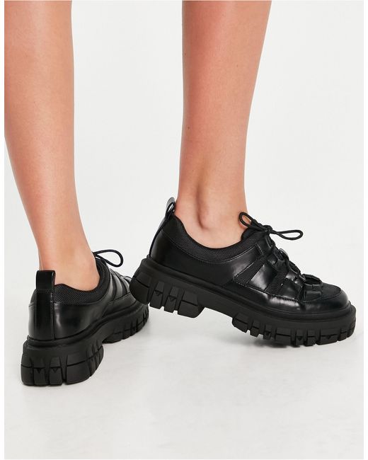 Zwarte Heren Sport Schoenen met Dikke Zool - Black-Leo.nl