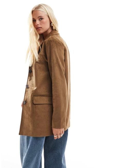 ONLY Blue Faux Suede Blazer Coat