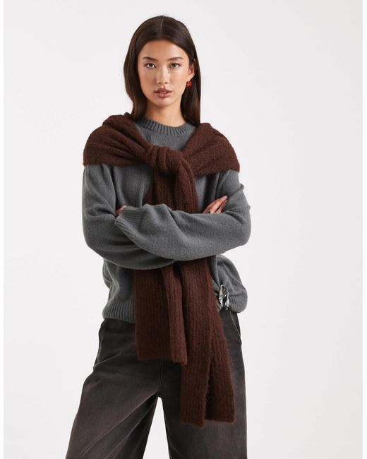 Object Brown Super Soft Knitted Hooded Scarf