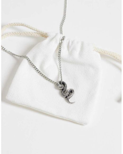 ASOS White Waterproof Stainless Steel Snake Pendant Necklace for men