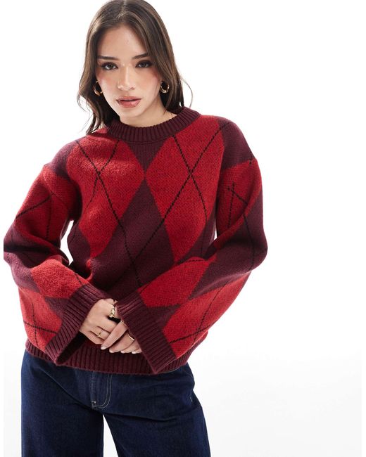 ASOS Red – flauschiger strickpullover mit rautenmuster