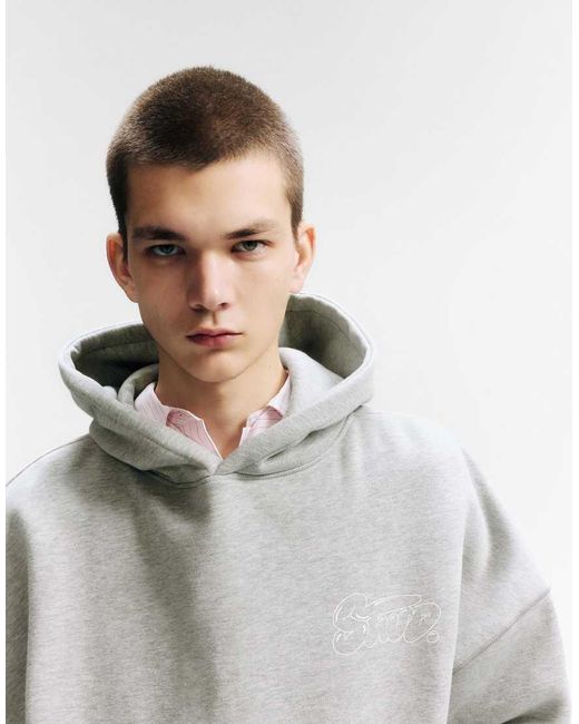Pull&Bear Gray Stwd Barcelona Hoodie for men