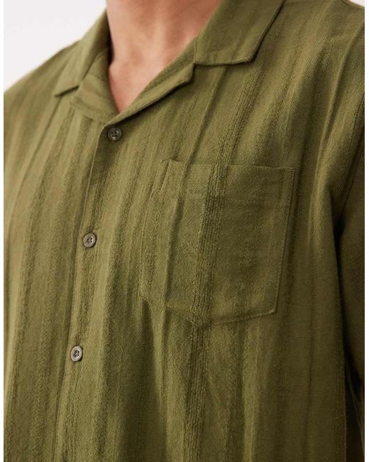 Brave Soul Green Co-Ord Short Sleeve Shirt With Revere Collar for men