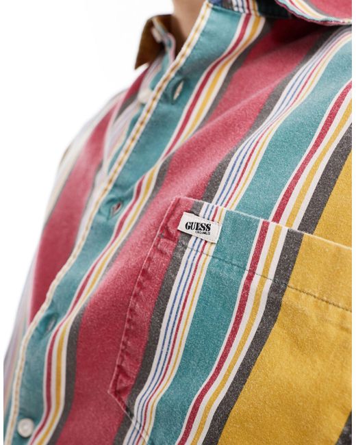 Guess Blue Coloured Long Sleeve Striped Shirt for men