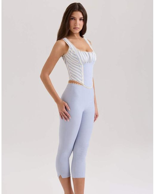 House Of Cb Blue Carella Twill Fitted Capri Trousers