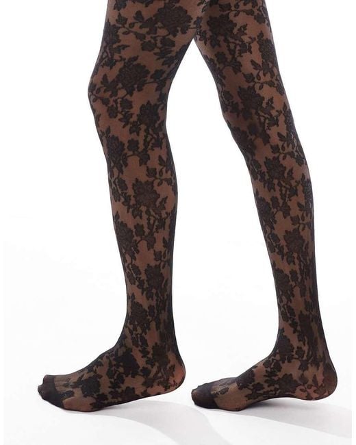 ASOS Brown Floral Lace Tights