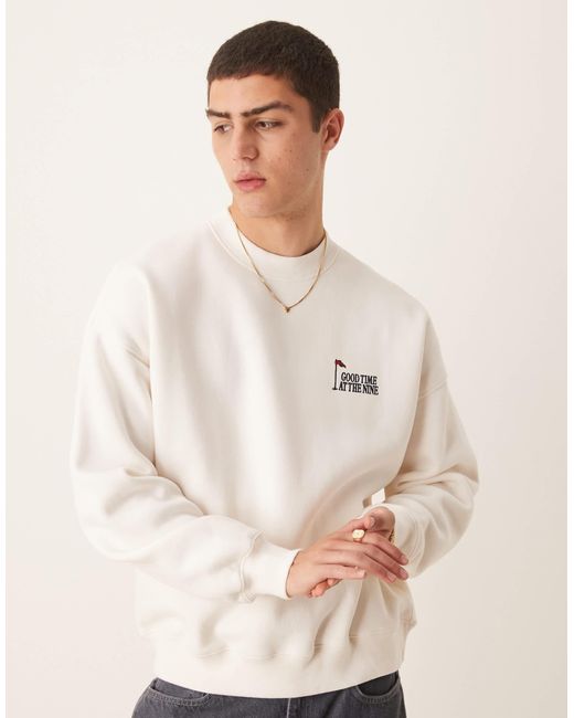 Abercrombie & Fitch White Golf Motif Back Sweat Top for men
