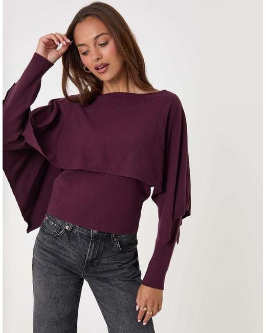 Threadbare Purple Long Sleeve Cape Top