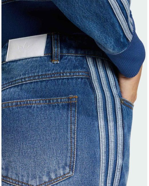Adidas Originals Blue 3 Stripes Pencil Skirt Denim