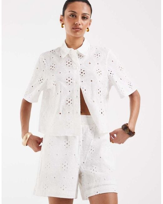 Vero Moda White Broderie Shorts