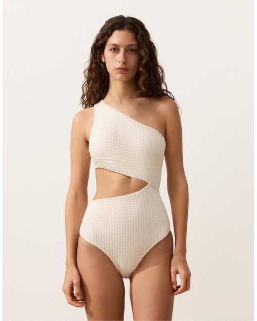 Oysho Natural Bubble Crochet Asymmetric Trikini