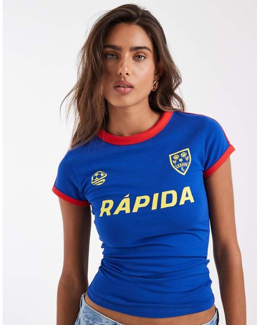 ASOS Blue Baby Tee With Football Graphic