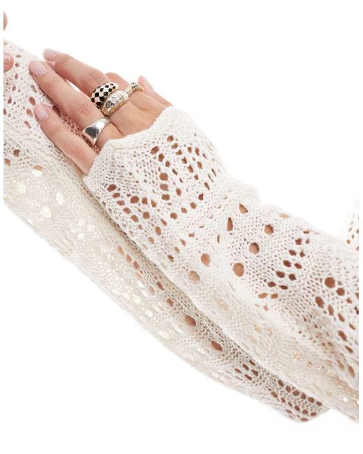 Jdy White Boatneck Broderie Long Sleeve Top