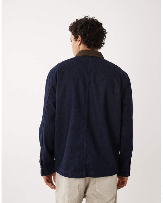 SELECTED Blue Contrast Collar Denim Jacket for men