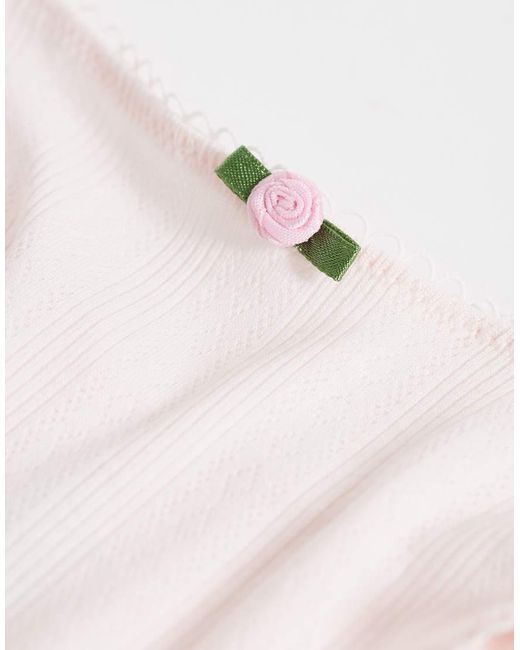 ASOS White 3 Pack Pointelle Thong With Rosebud Trim