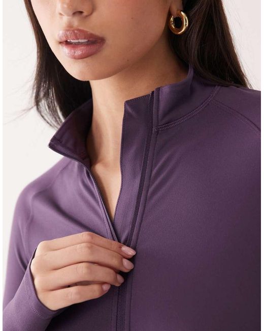 4505 Purple Icon Zip Up Studio Long Sleeve Top