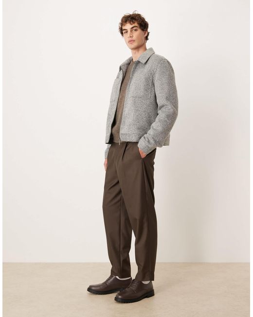 Blouson harrington en imitation laine ASOS pour homme en coloris Gray