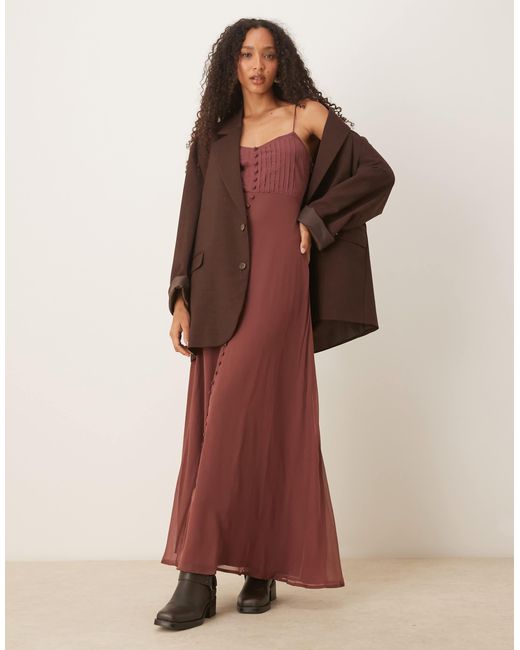 ASOS Multicolor Cami Tiered Frill Buttoned Down Maxi Dress