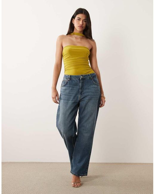 ASOS Yellow Slinky Scarf Look Bandeau Bodysuit