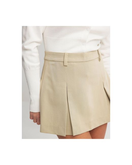 NA-KD Natural Pleated Mini Skirt