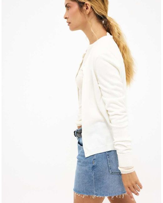 NA-KD White Mid Waist Denim Shorts
