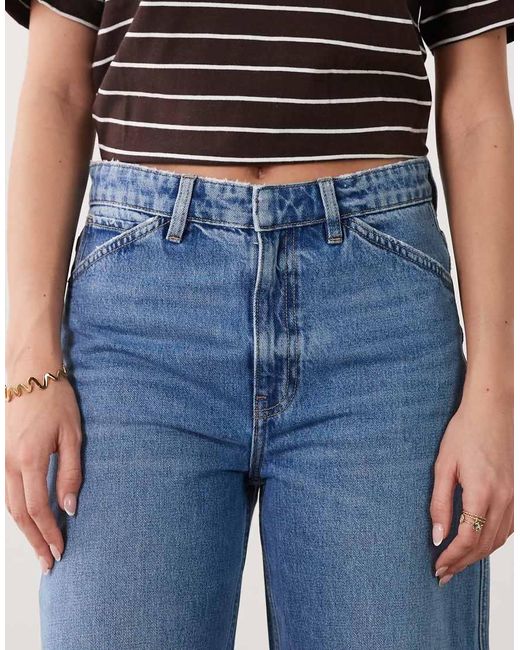 Mango Blue S 100% Cotton Barrel Jean