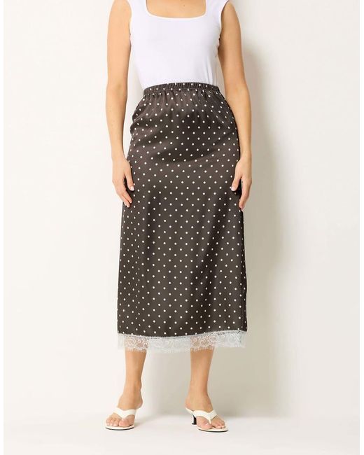 Long Tall Sally Natural Polka Dot Lace Maxi Skirt
