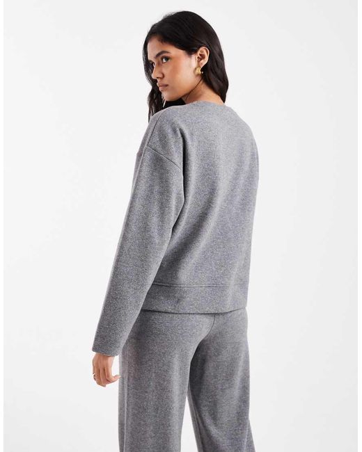 Sudadera Gris Carbón De Manga Larga De Punto Suave Al Tacto De Mezcla De Algodón De (Parte De Un Conjunto) Threadbare de color Gray