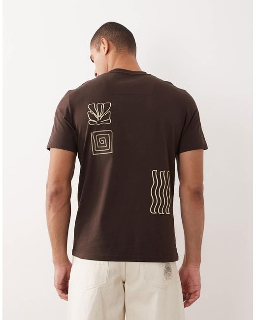 Threadbare Brown Back Print T-shirt for men