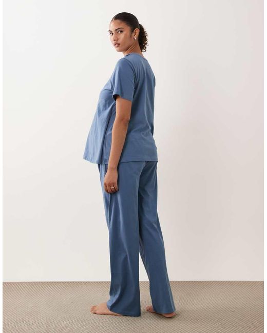 ASOS Blue Asos Design Maternity Mix & Match Cotton Pyjama Pants