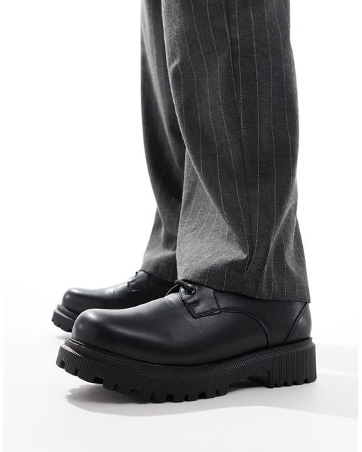 Chaussures pointure large à lacets avec semelle crantée chunky - mat London Rebel pour homme en coloris Black