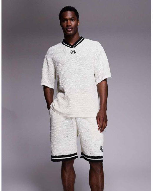 Good For Nothing White Knitted Shorts for men