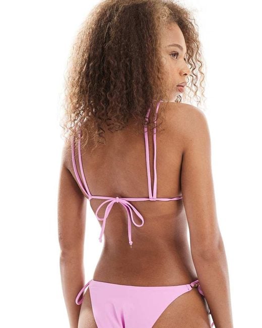 ASOS Red Triangle Bikini Top With Sugar Charm Trim